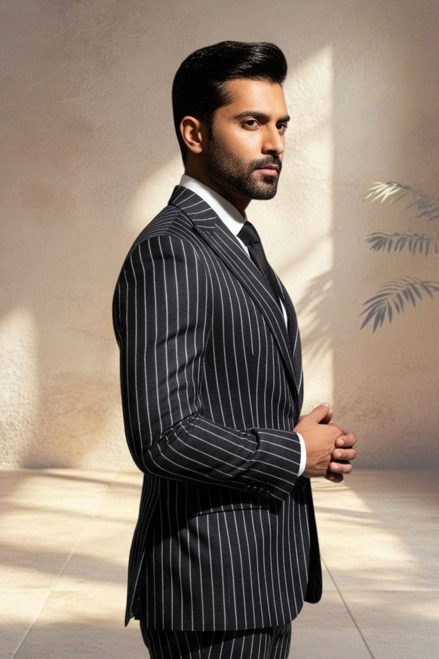 2 Piece Black Stripes Suit