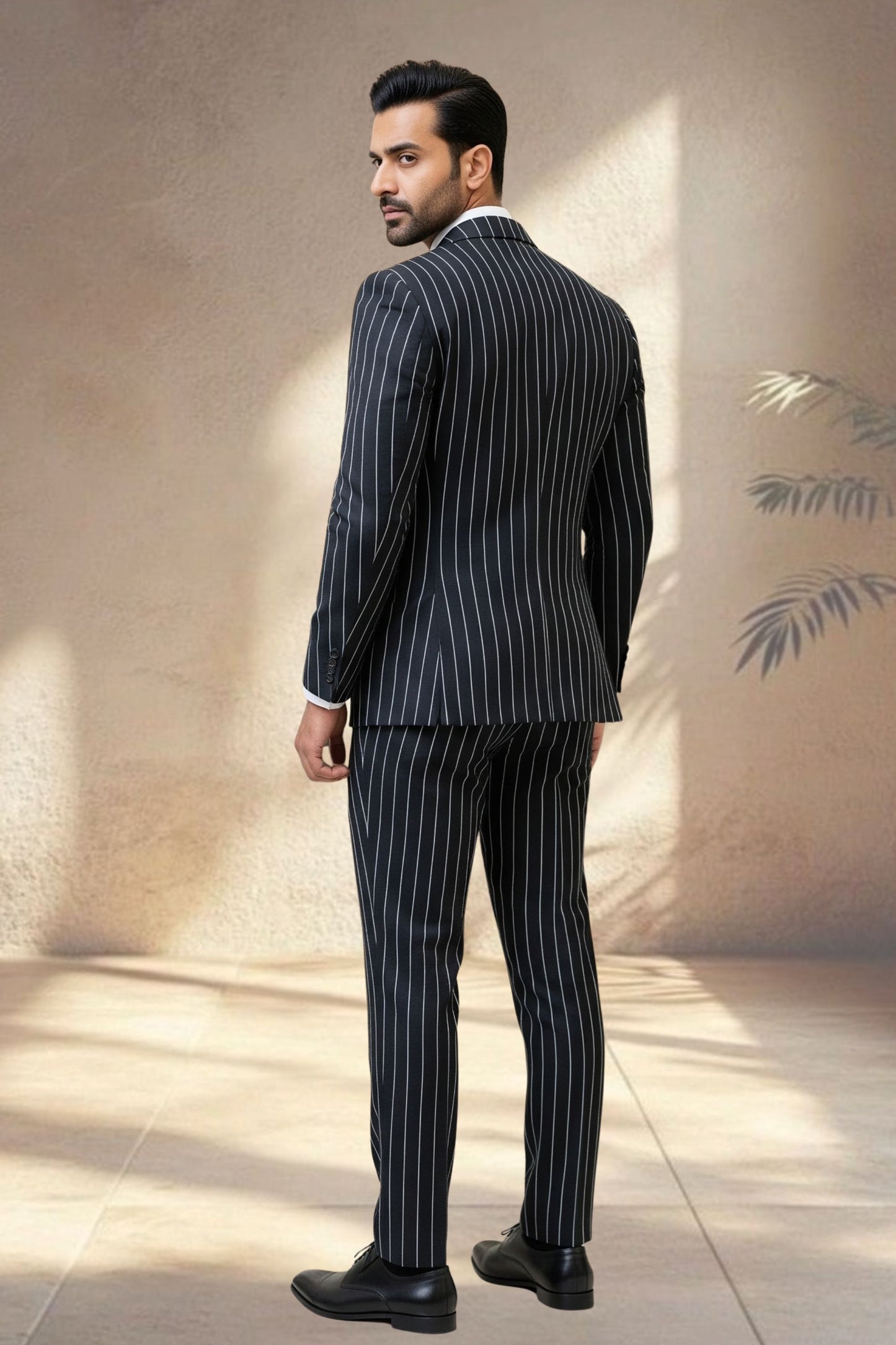 2 Piece Black Stripes Suit