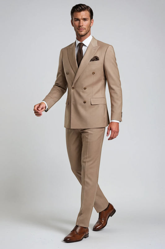 Brown Double Breasted Suit