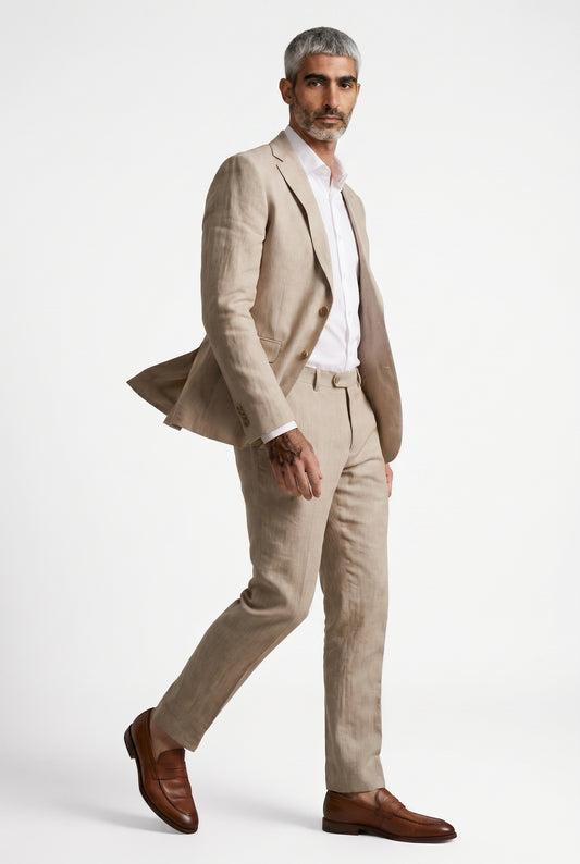 Blutailor Taupe Linen 2 piece suit