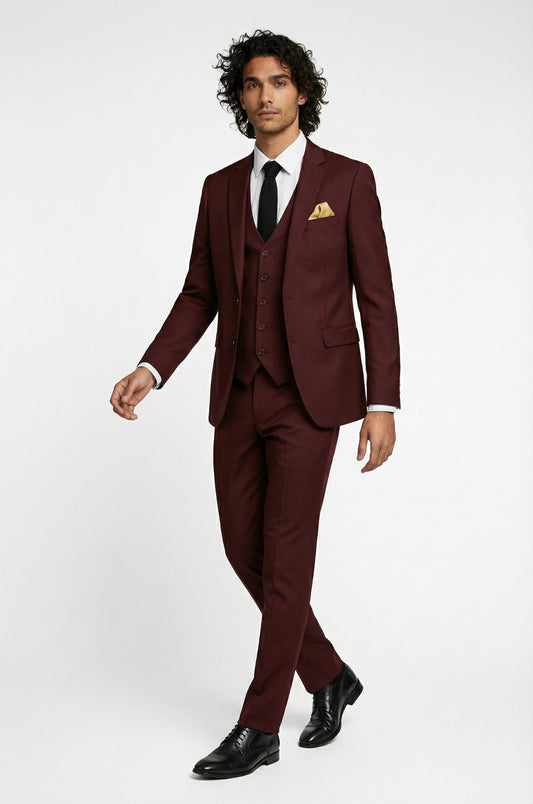 Wine Terry Rayon 3-piece suit