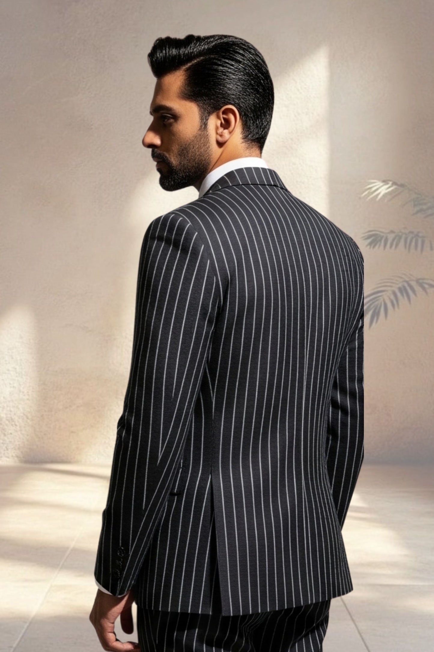 2 Piece Black Stripes Suit