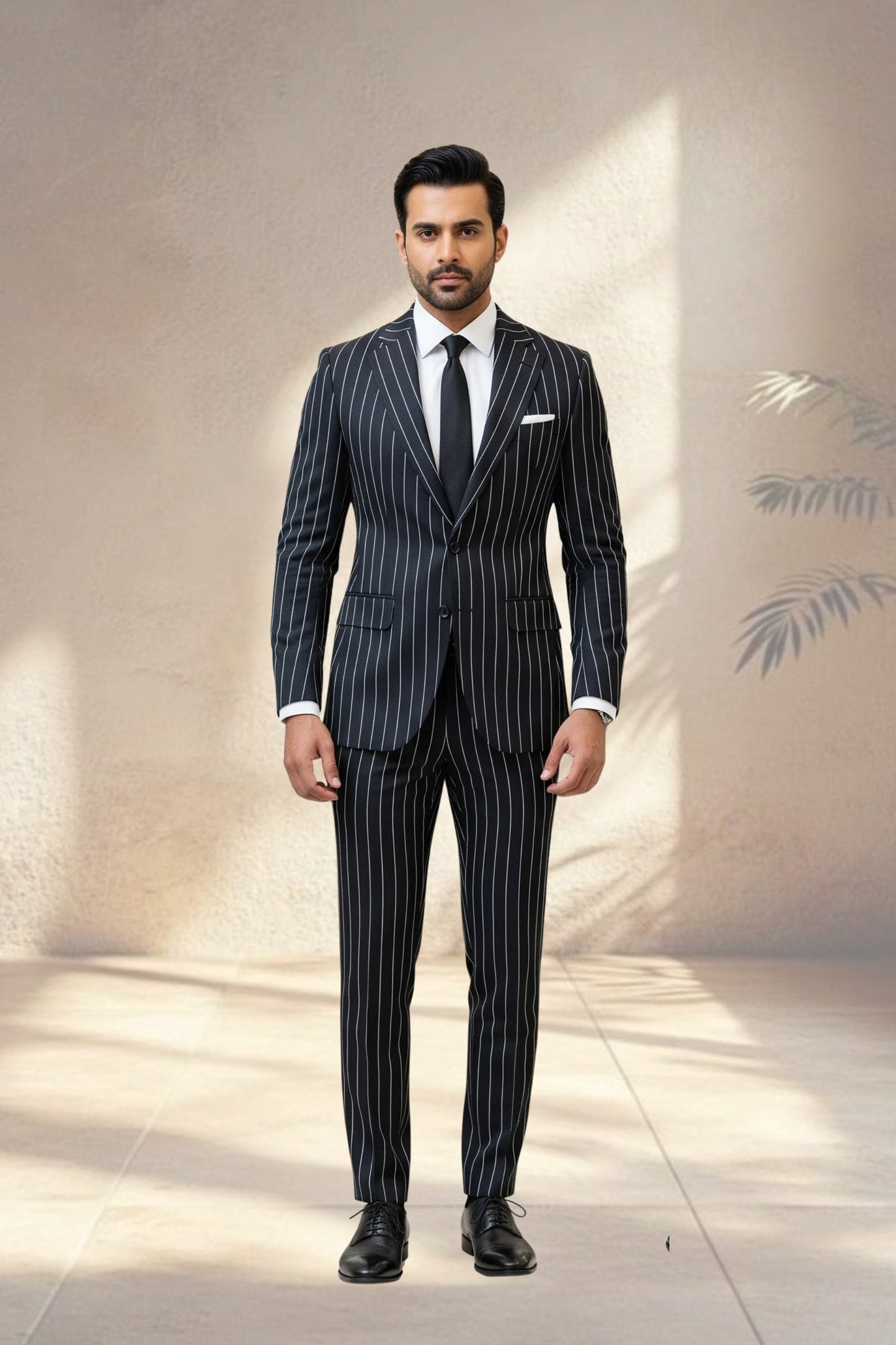 2 Piece Black Stripes Suit