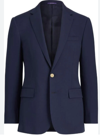 Blazer on white background  with navy blue blue blazer