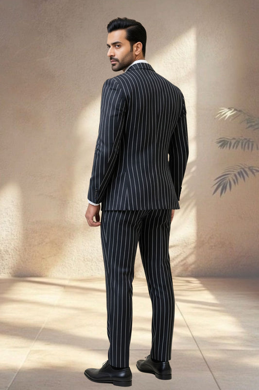 2 Piece Black Stripes Suit