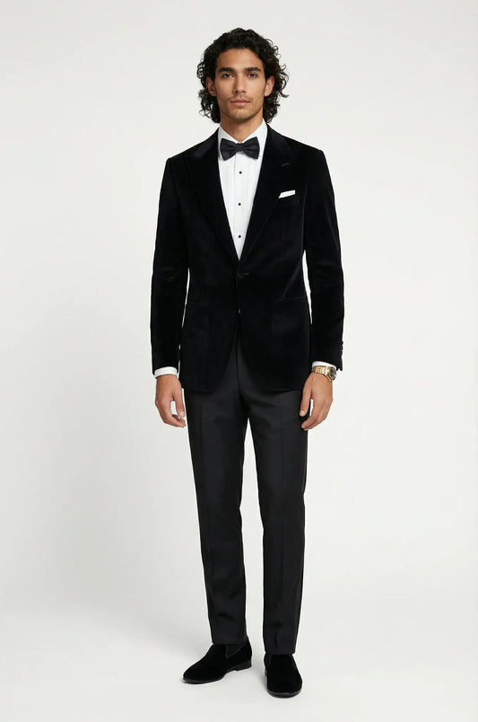 Blutailor Black Suede Blazer – a refined black suede blazer featuring a custom tailored silhouette, crafted for luxurious texture, sharp structure, and timeless smart-formal sophistication.