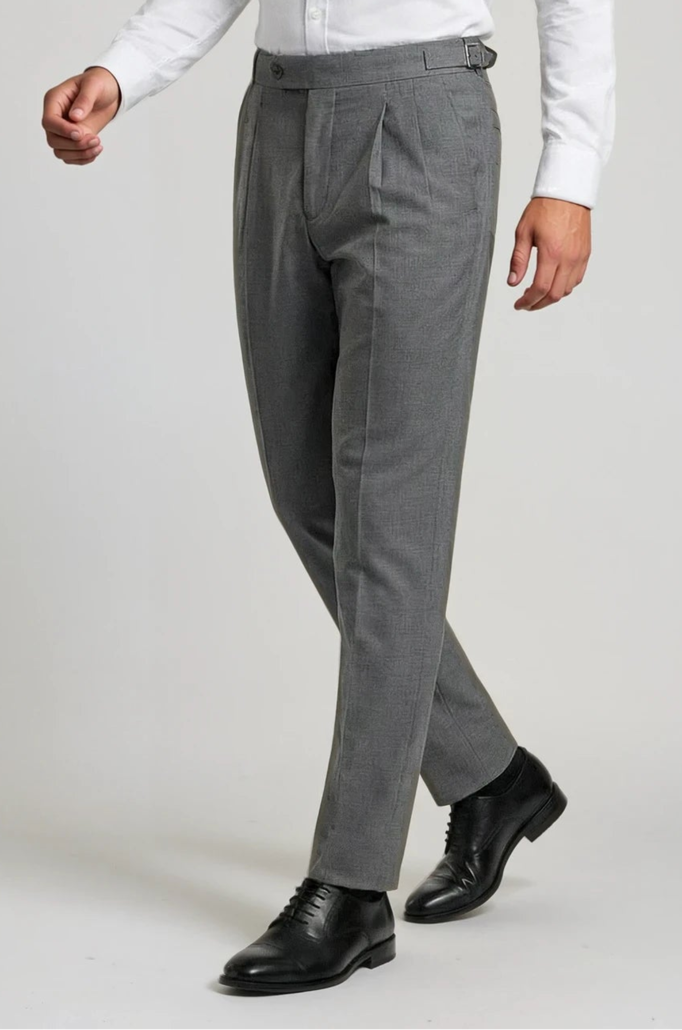 Blutailor Mid-Grey Formal Trouser – a sophisticated mid-grey trouser featuring a bespoke tailored fit with a sharp, structured silhouette, crafted for timeless formal and professional elegance.