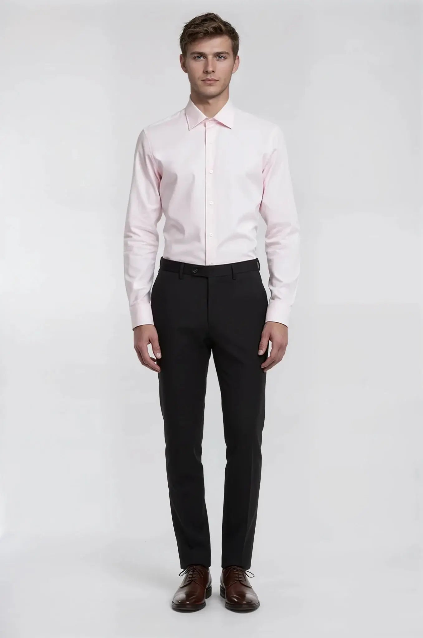 Giza Cotton Pastel Pink Soft Twill Shirt – a refined pastel pink shirt crafted in premium Giza cotton with a soft twill weave, featuring a bespoke tailored fit for elegant comfort and timeless sophistication.