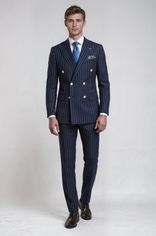Pinstripe Navy Double Breasted Suit