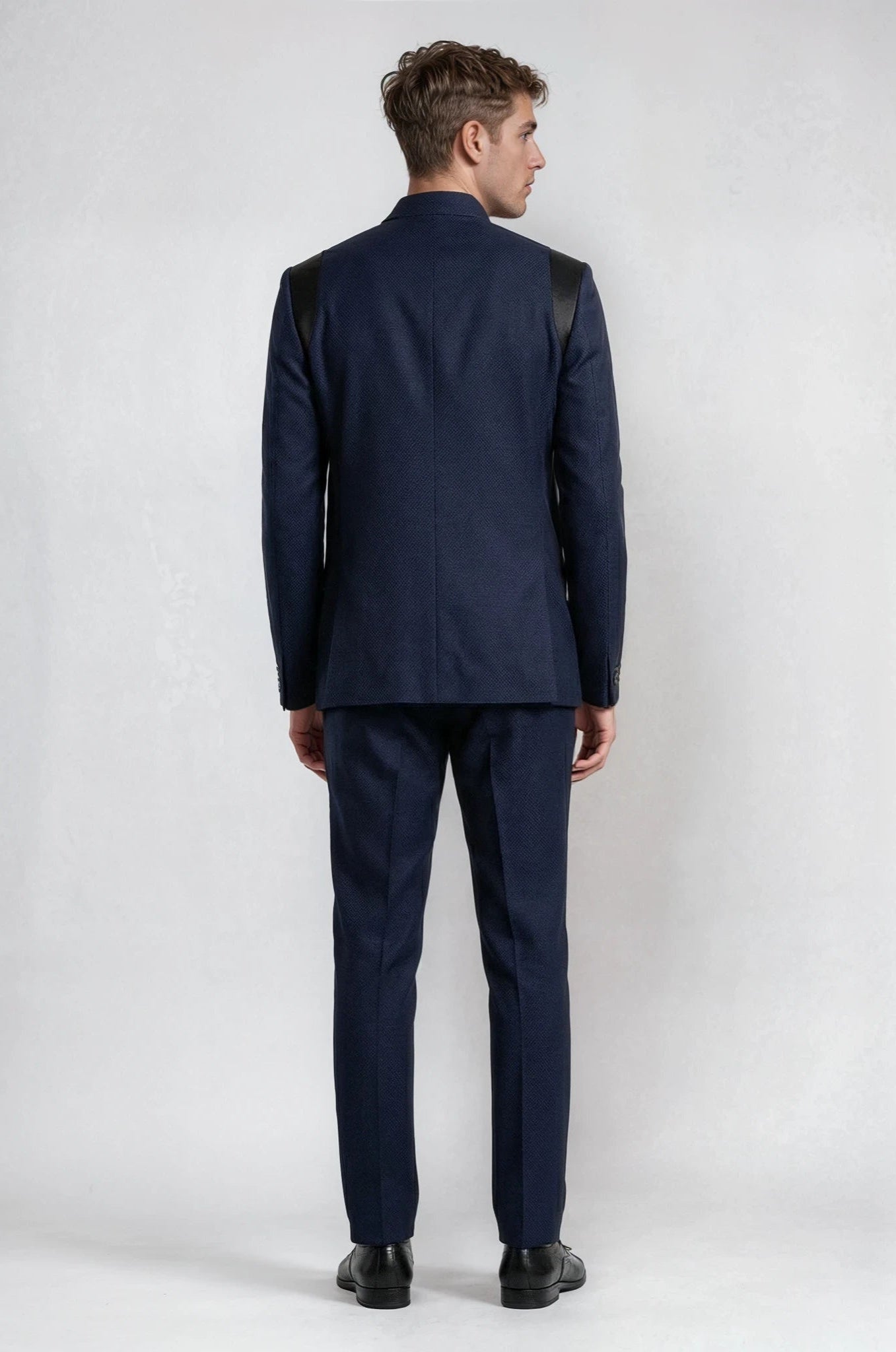 Textured Navy Double Breasted Suit