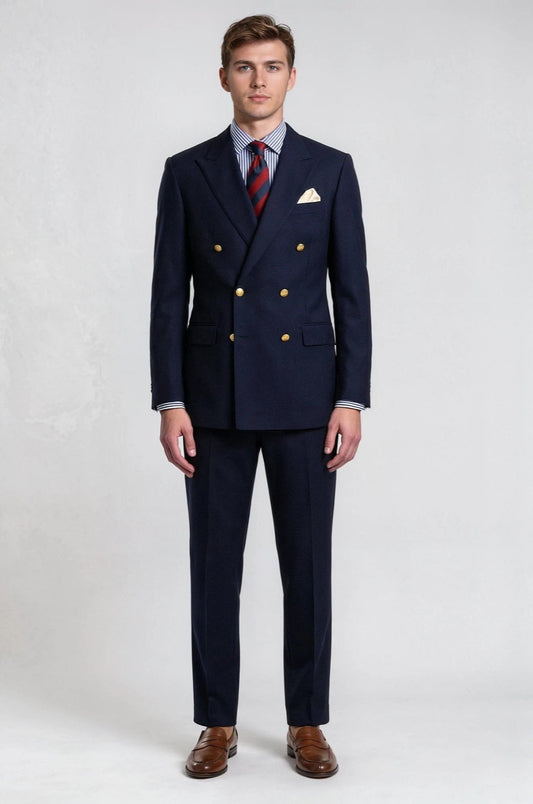 Classic Navy Blue Double Breasted Suit