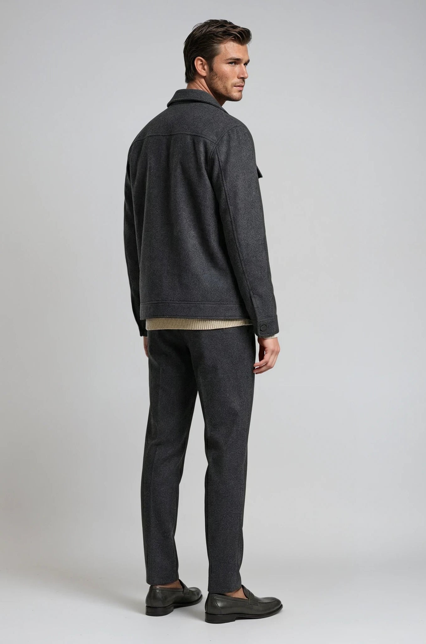 Wool Blend Charcoal Shacket