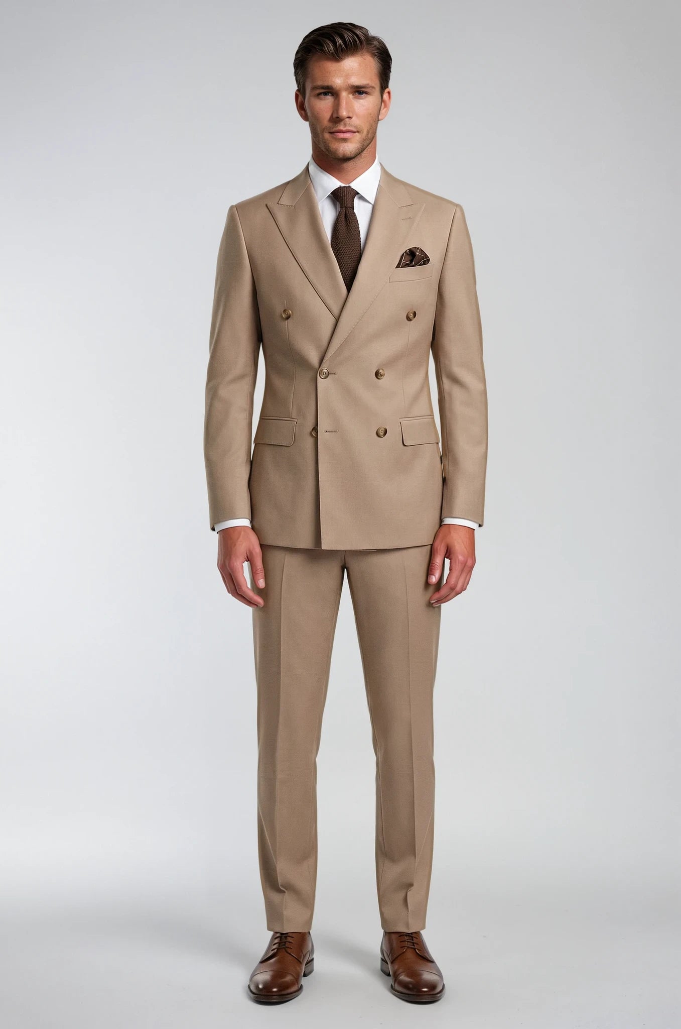 Brown Double Breasted Suit