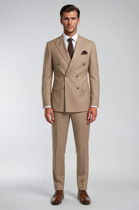Brown Double Breasted Suit