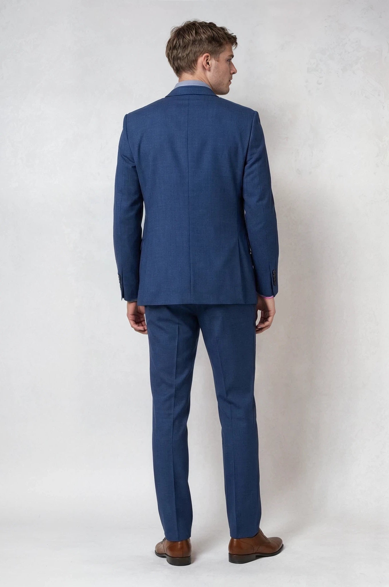 Textured 3 Piece Navy Blue Suit