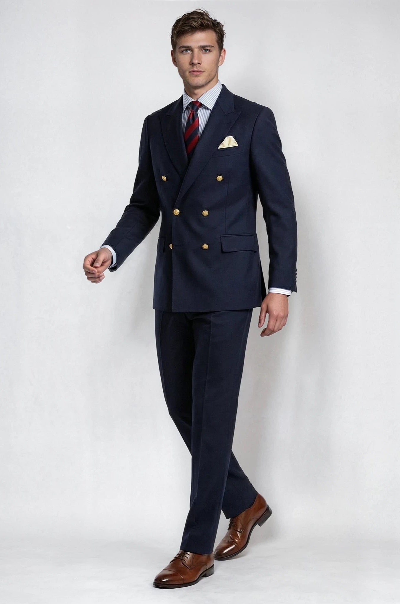 Classic Navy Blue Double Breasted Suit