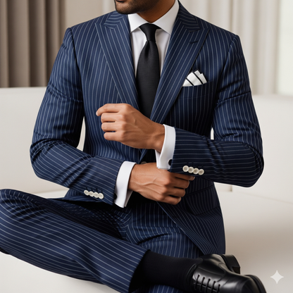 2 Piece  Blue Pin Stripe Suit