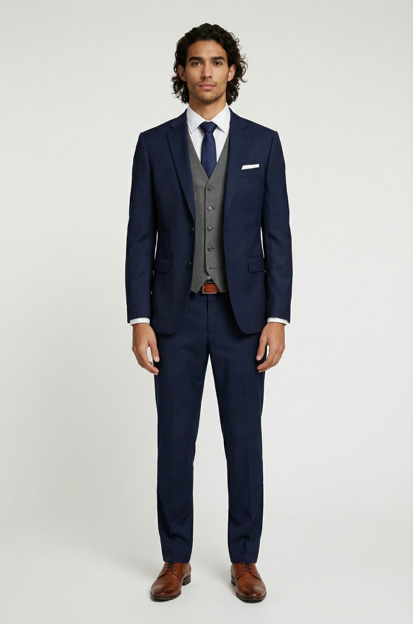Navy blue Terry Rayon 3-piece suit