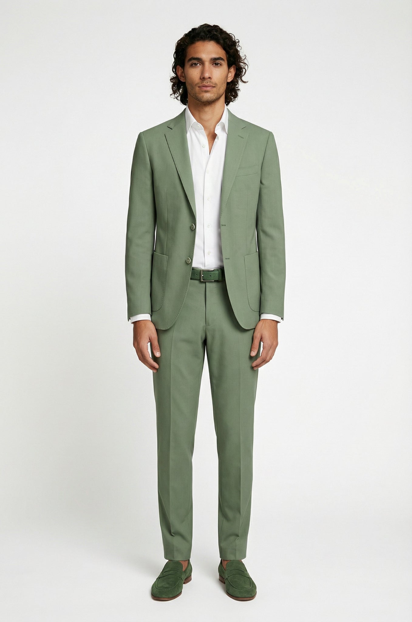 Signature Pastel Olive Terry Rayon 2-Piece Suit Collection