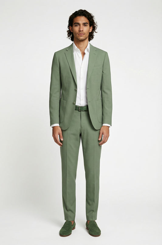 Signature Pastel Olive Terry Rayon 2-Piece Suit Collection