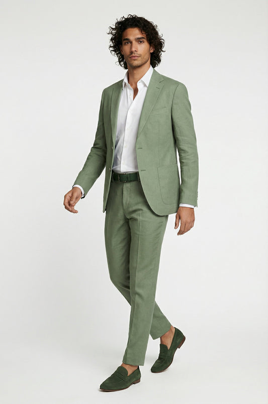 Signature Pastel Olive Terry Rayon 2-Piece Suit Collection