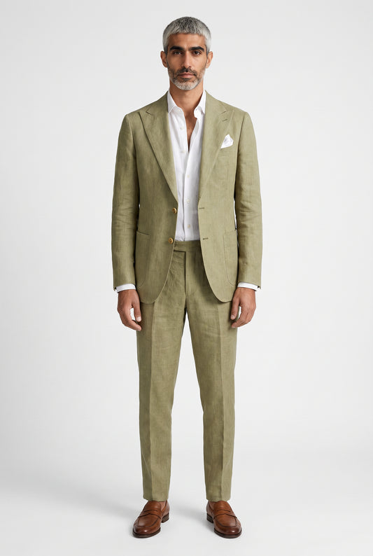 Blutailor Pistachio Olive Linen 2 piece suit