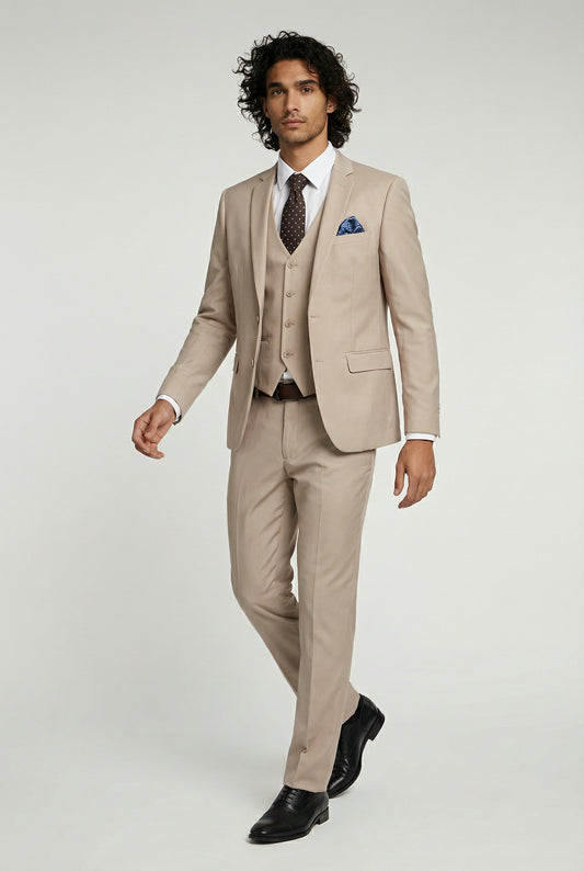 Tan Terry Rayon 3-piece suit