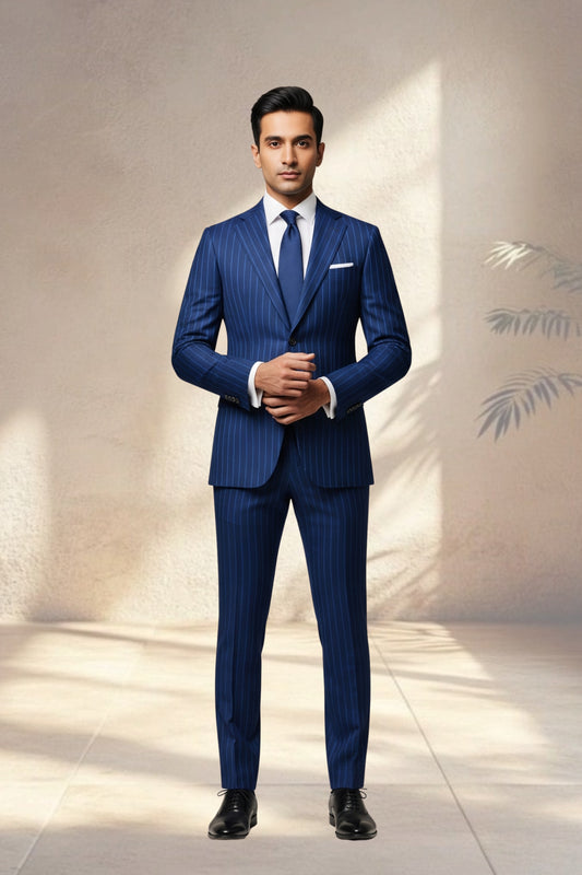 2 Piece  Blue Pin Stripe Suit