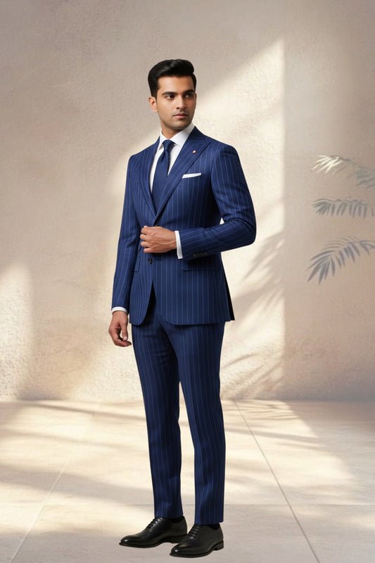 2 Piece  Blue Pin Stripe Suit