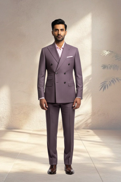 Man wearing a gray suit standing against a neutral background